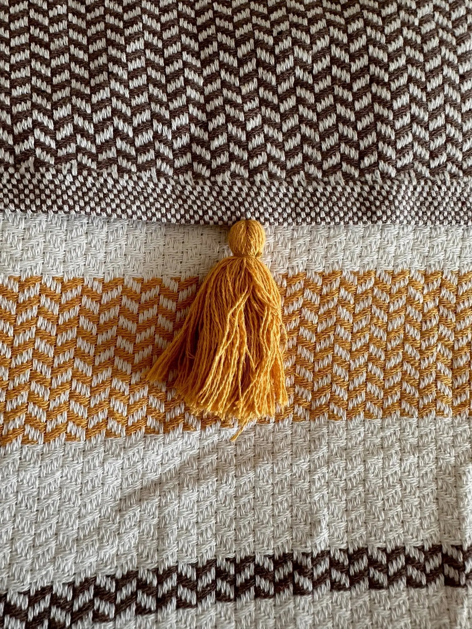 Cotton Brown Pom Pom Bedspread 110 x 118 Inches - Love Salve